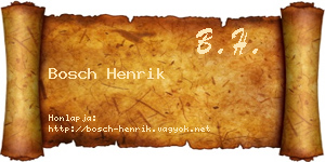 Bosch Henrik névjegykártya